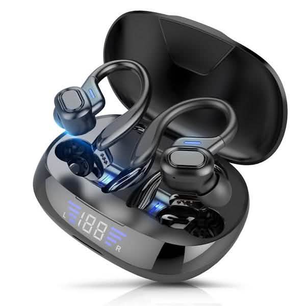 TWS Bluetooth Earphones with Microphones Sport Ear Hook LED Display Headphones & Audio - DailySale
