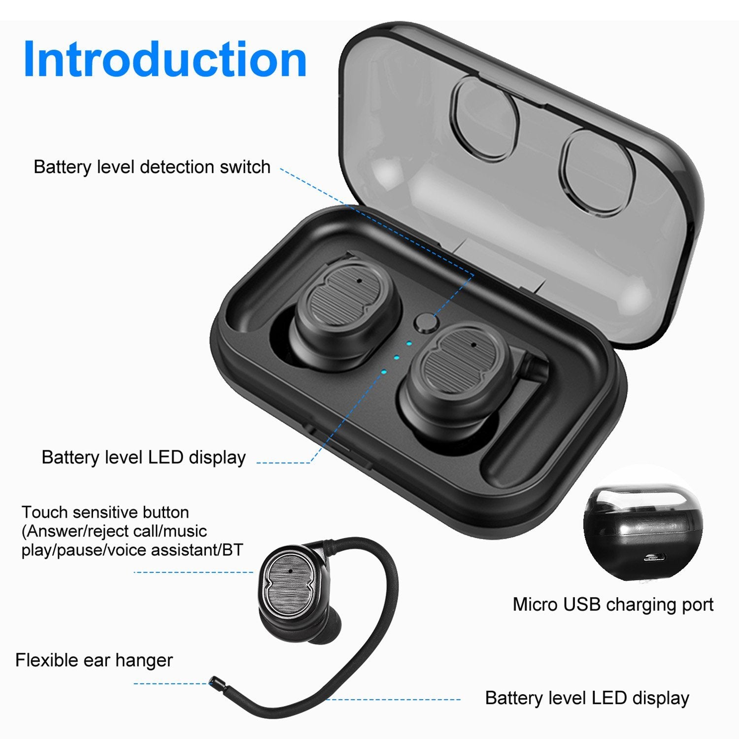 TWS Wireless 5.0 Earbuds IPX4 Touch In-Ear Stereo Earphone Headphones & Audio - DailySale