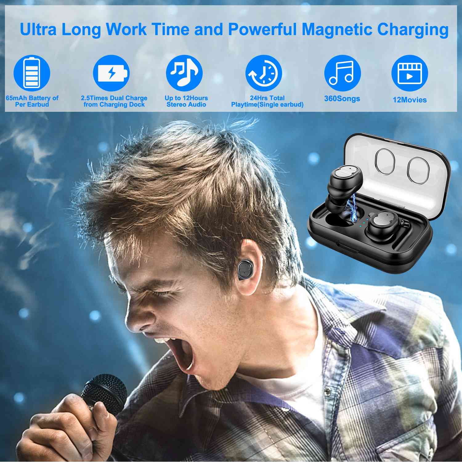 TWS Wireless 5.0 Earbuds IPX4 Touch In-Ear Stereo Earphone Headphones & Audio - DailySale