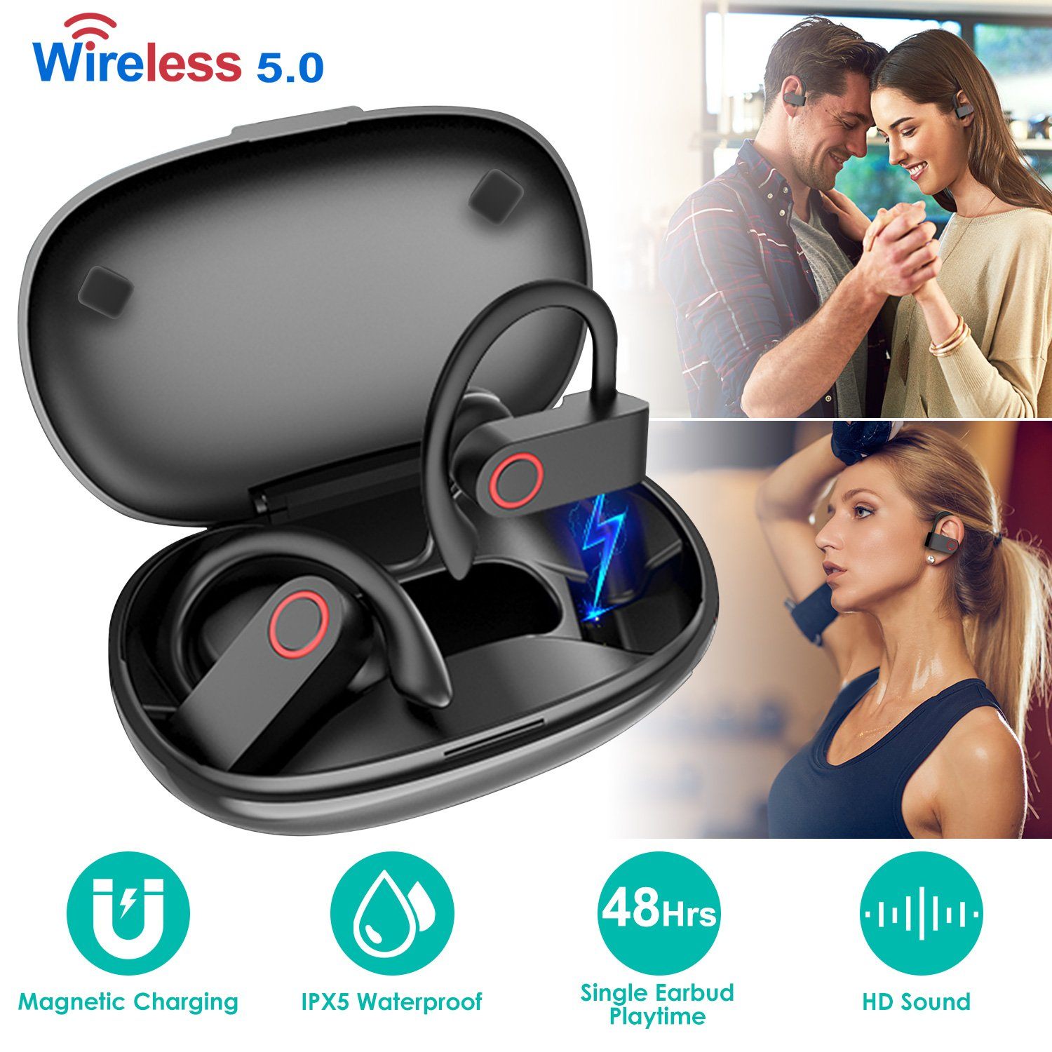 TWS Wireless 5.0 Earbuds IPX5 Waterproof Sports Headset Headphones & Audio - DailySale