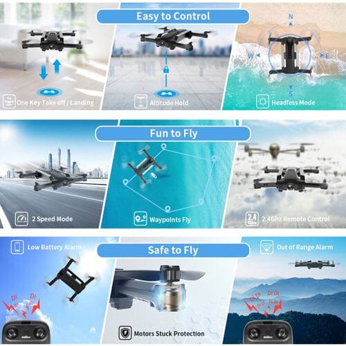 UDIRC Foldable RC Drone FPV WiFi Quadcopter w/ 720P HD Camera & 2 Batteries U73 Cameras & Drones - DailySale