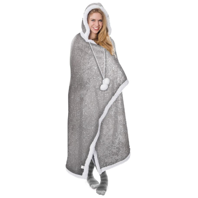 Ultra Soft Sparkle Chic Hooded Throw Blanket Women's Shoes & Accessories Gray - DailySale