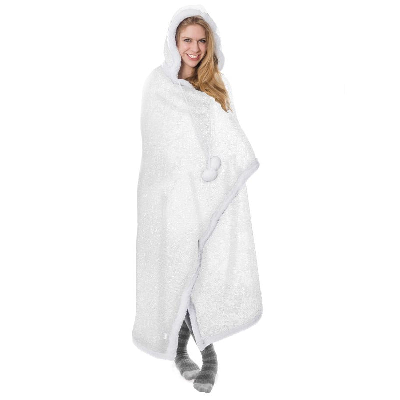Ultra Soft Sparkle Chic Hooded Throw Blanket Women's Shoes & Accessories White - DailySale