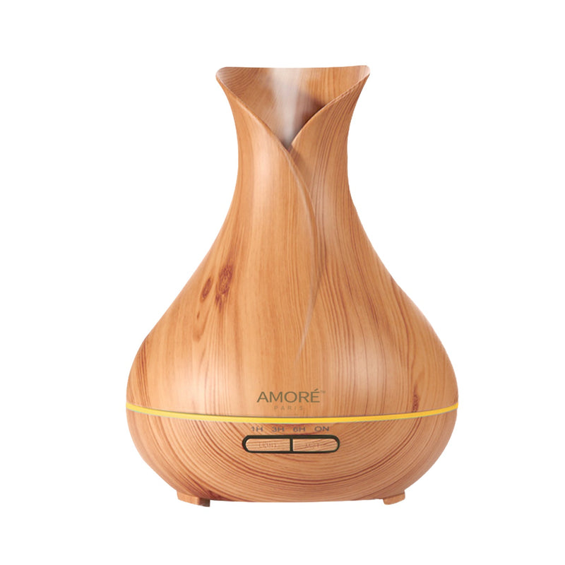 Ultrasonic Air Humidifier With Wood Grain 7 Color Changing LED Lights Wellness - DailySale