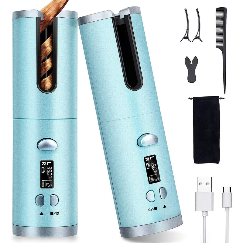 Unbound Cordless Automatic Hair Curler Beauty & Personal Care Blue - DailySale