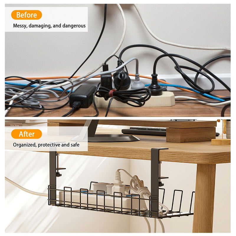 Under Desk Cable Management Tray 15.2in No Drill Desk Cable Cord Organizer Closet & Storage - DailySale