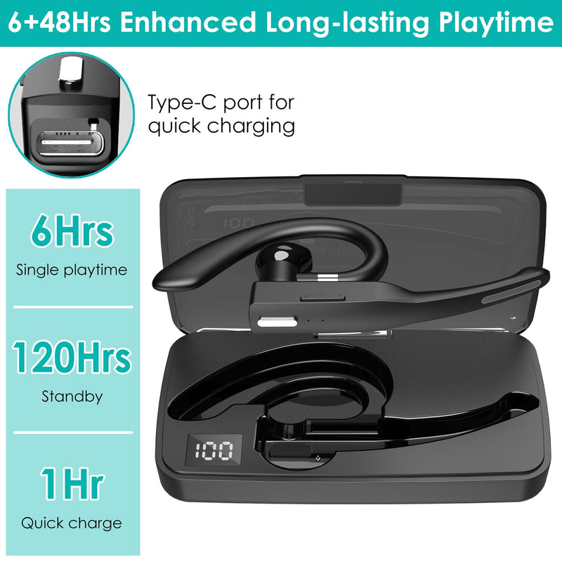 Unilateral Wireless V5.1 Business Earpiece with Charging Case Headphones & Audio - DailySale