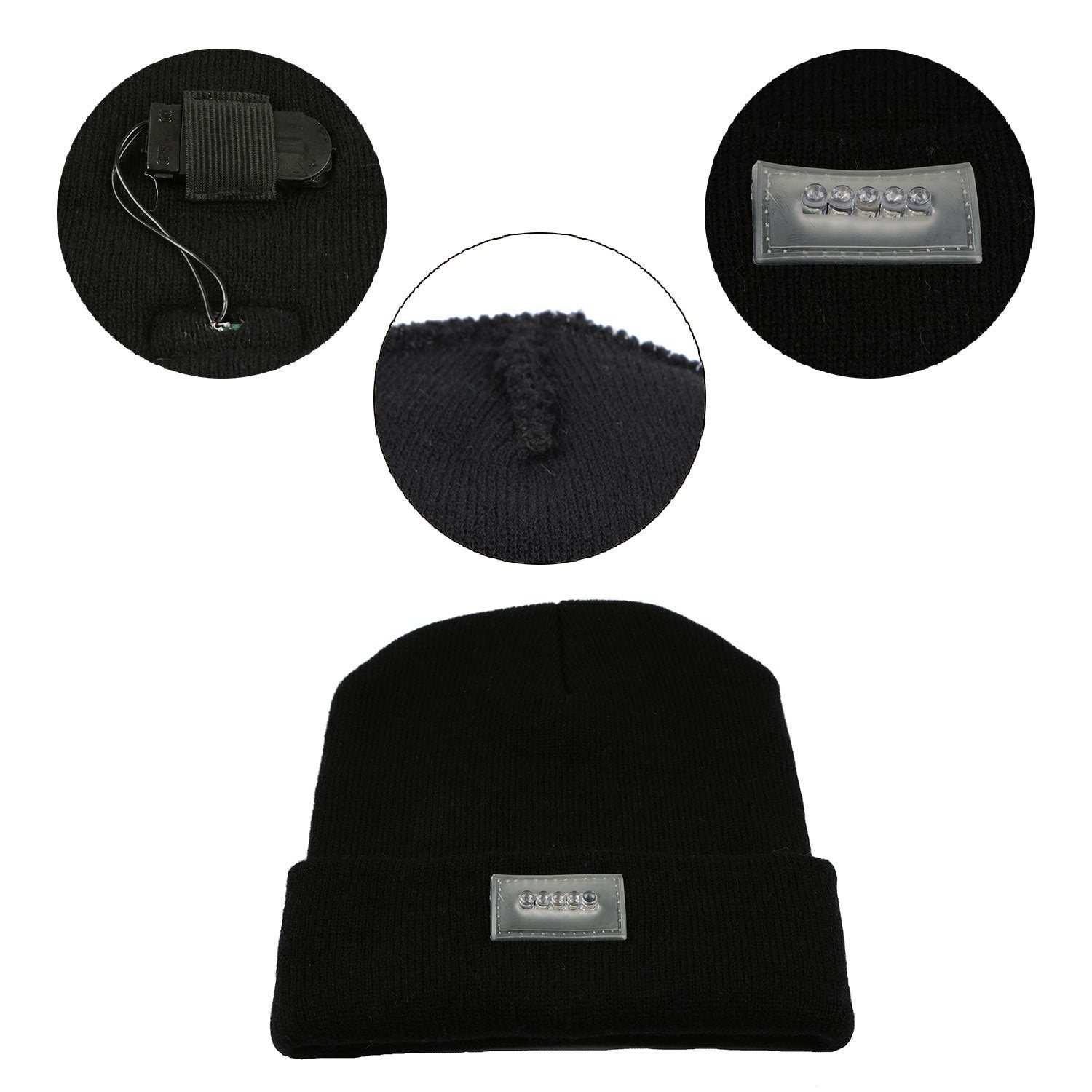 Unisex 5 LED Knitted Beanie Winter Warm Hat Men's Accessories - DailySale