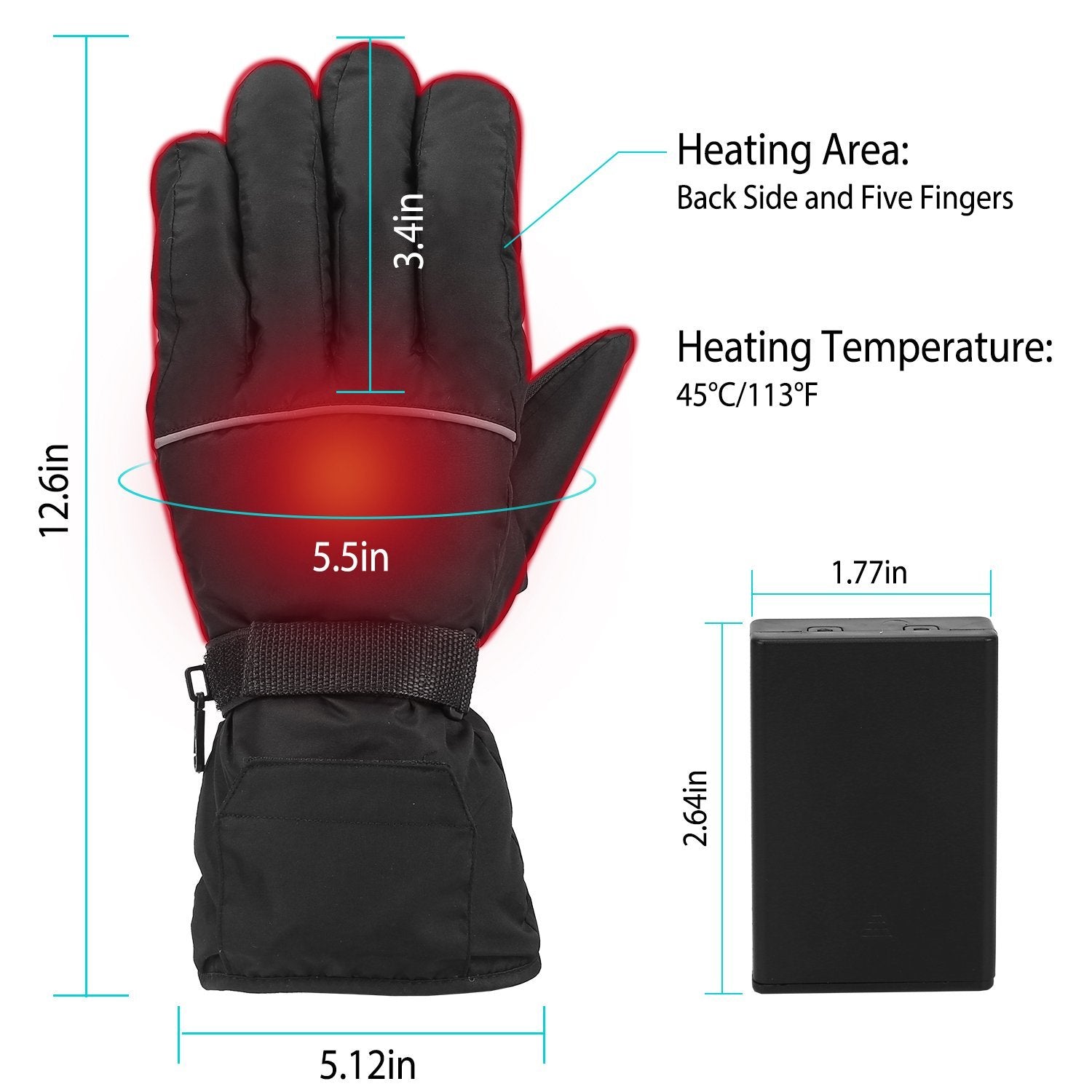 Unisex Battery Powered Heated Waterproof Gloves Sports & Outdoors - DailySale