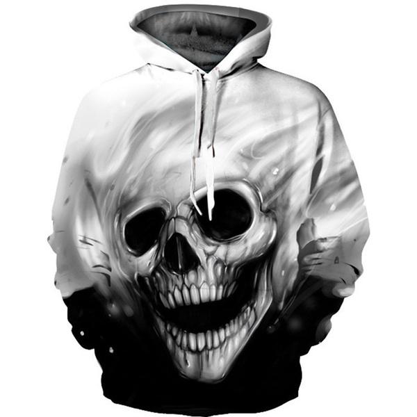 Unisex Characters Skull 3D Printed Hoodies Men's Outerwear Gray S - DailySale