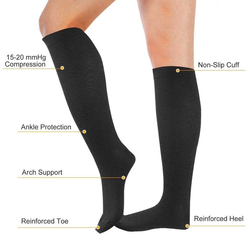 Unisex Compression Socks 15-20 mmHg Graduated Support Sports Fitness Wellness - DailySale