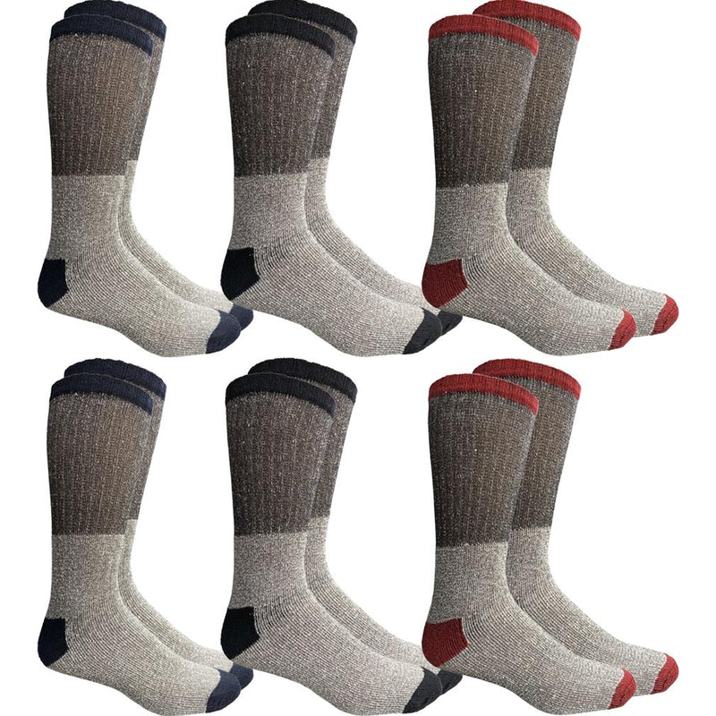 Unisex Insulated Thermal Cotton Cold Weather Crew Socks Women's Apparel 6 Pack - DailySale