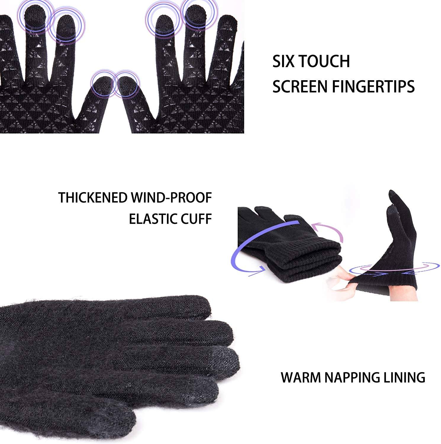 Unisex Knit 360° Whole Palm Touchscreen Antislip Gloves Men's Shoes & Accessories - DailySale