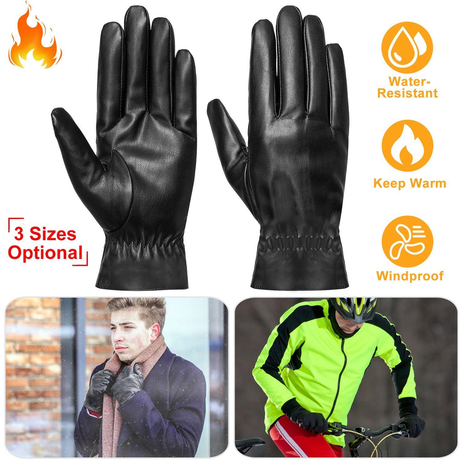 Unisex Leather Winter Warm Gloves Women's Accessories - DailySale