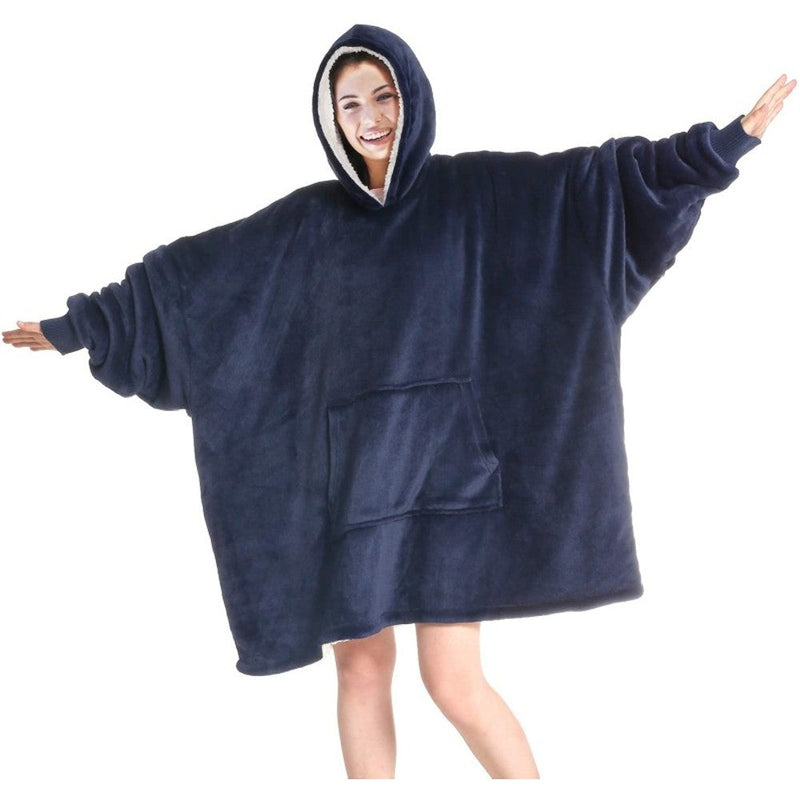 Unisex Oversized Sherpa Wearable Blanket Women's Loungewear Blue - DailySale