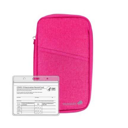Unisex Passport Wallet Travel Organizer with Vaccination Card Holder Bags & Travel Pink - DailySale