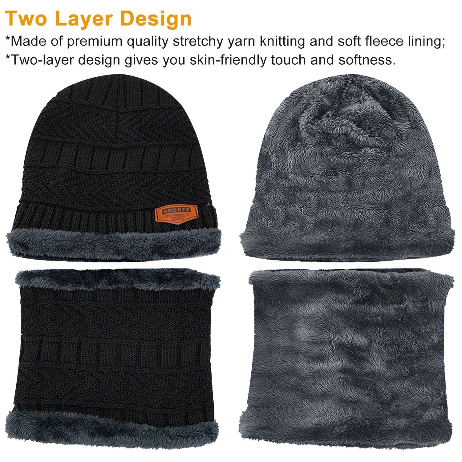 Unisex Winter Beanie Hat Scarf Set Women's Accessories - DailySale