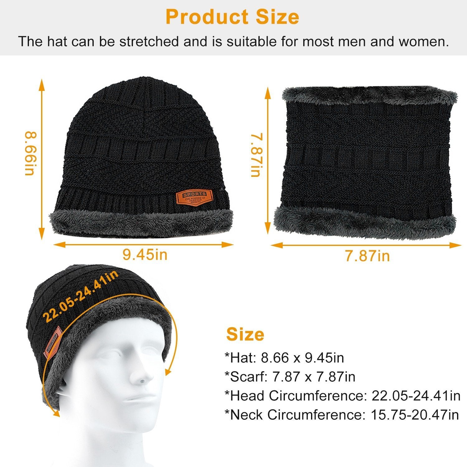 Unisex Winter Beanie Hat Scarf Set Women's Accessories - DailySale