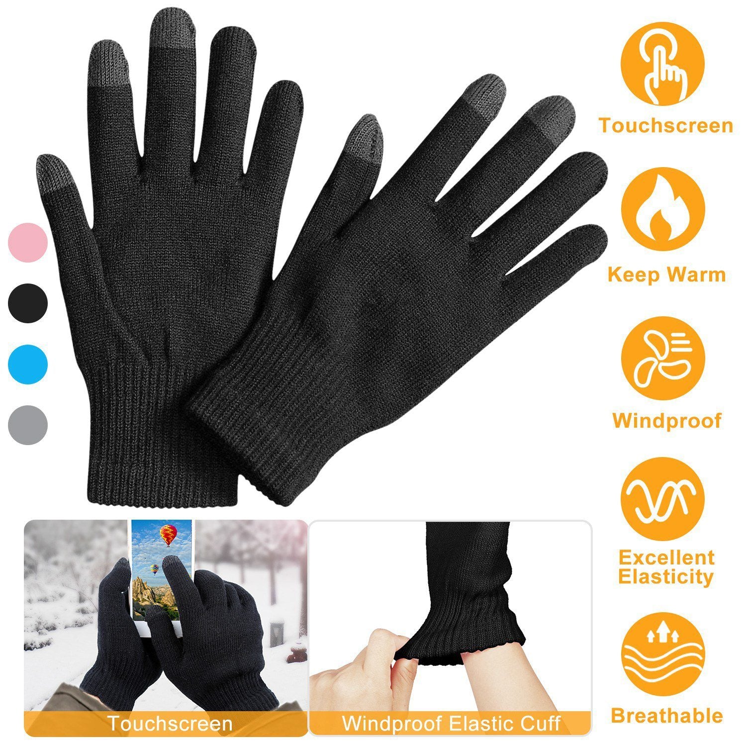 Unisex Winter Knit Gloves Touchscreen Men's Accessories - DailySale