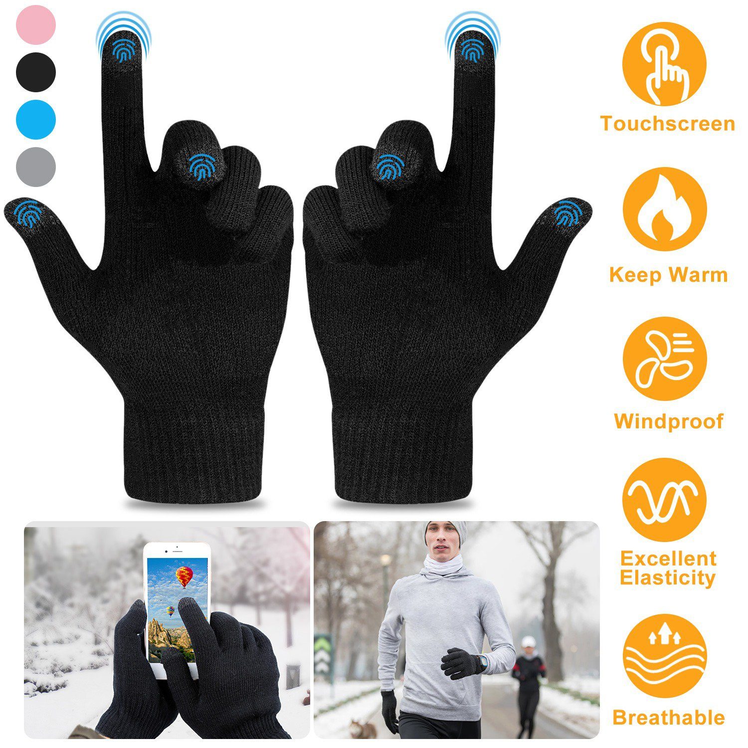 Unisex Winter Knit Gloves Touchscreen Men's Accessories - DailySale