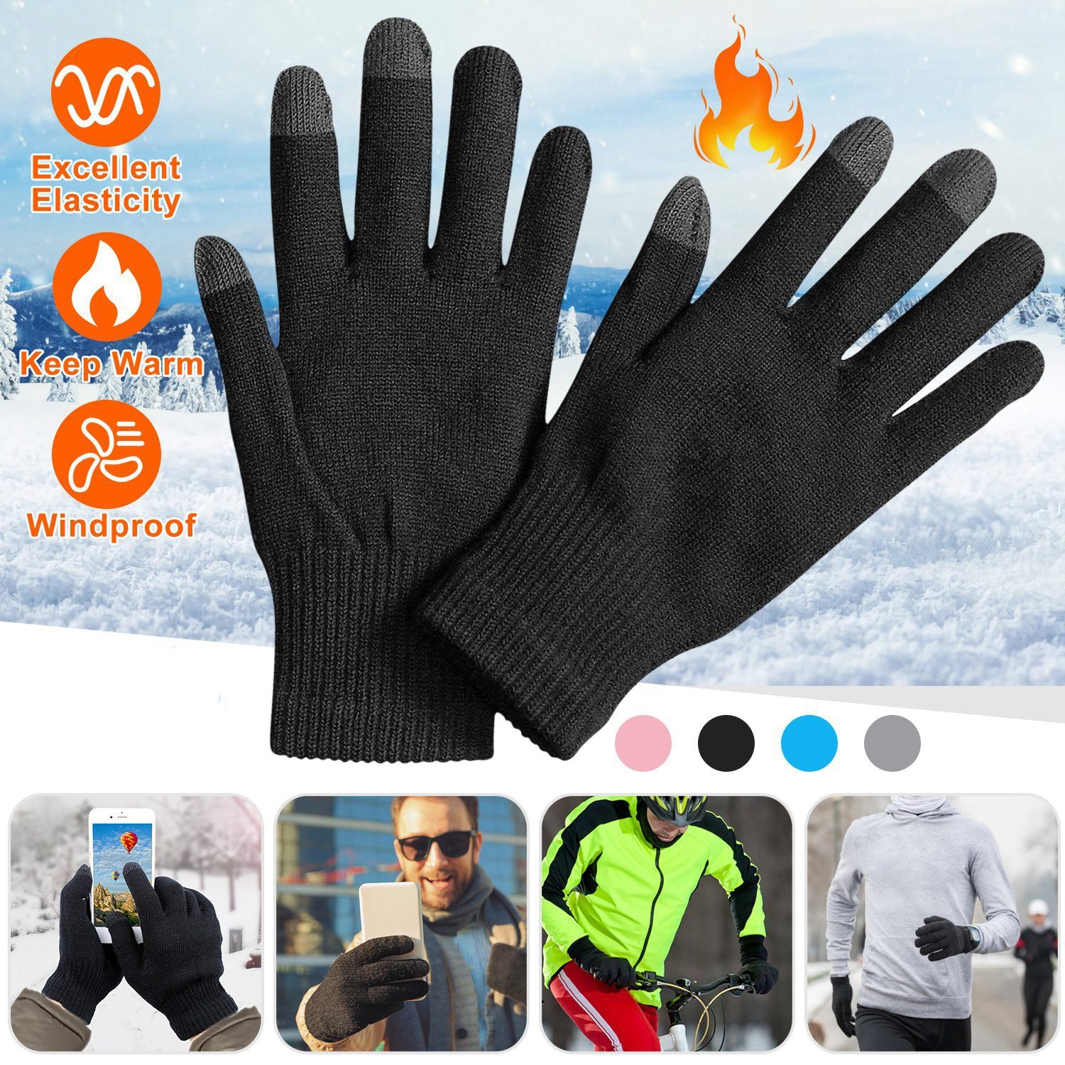 Unisex Winter Knit Gloves Touchscreen Men's Accessories - DailySale