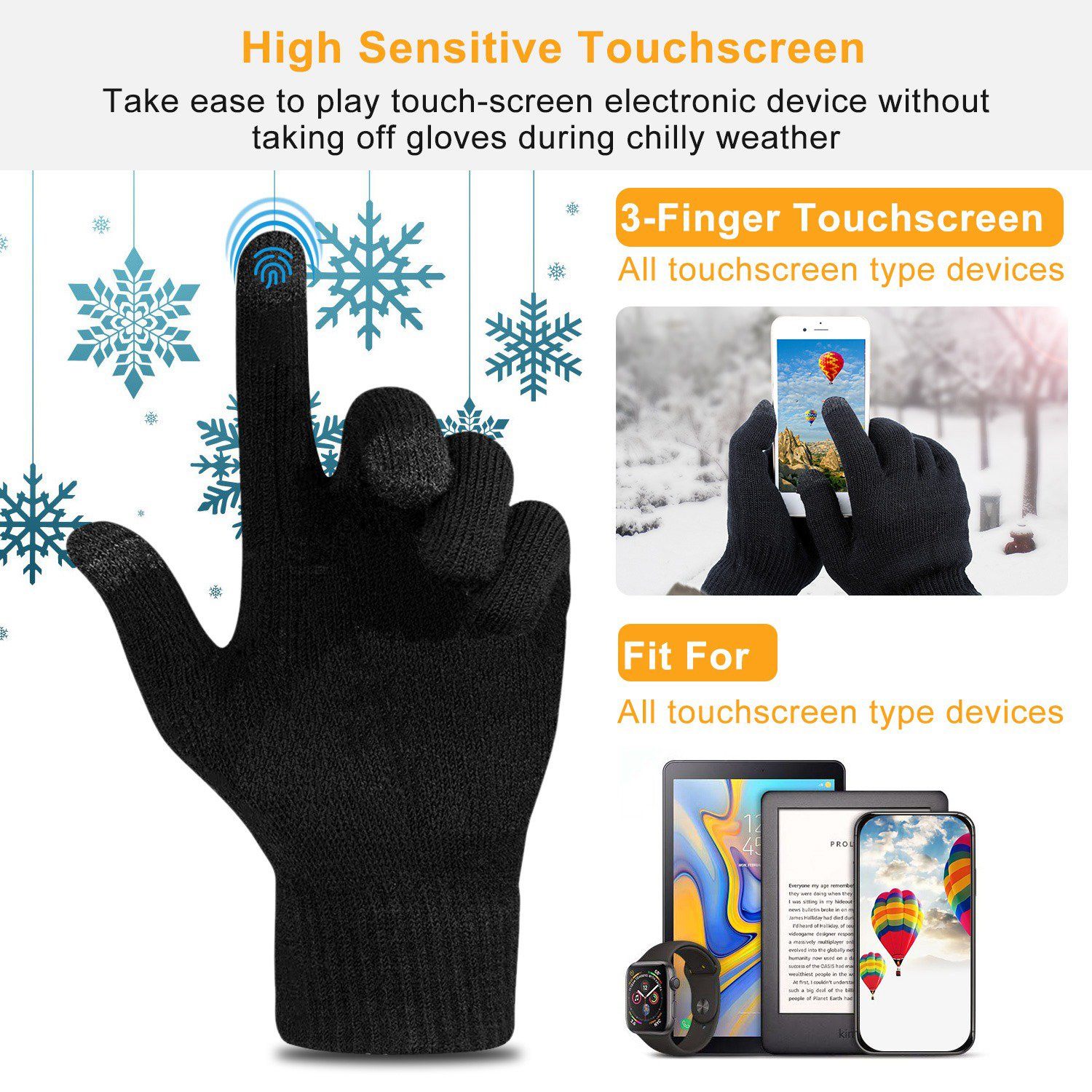 Unisex Winter Knit Gloves Touchscreen Men's Accessories - DailySale