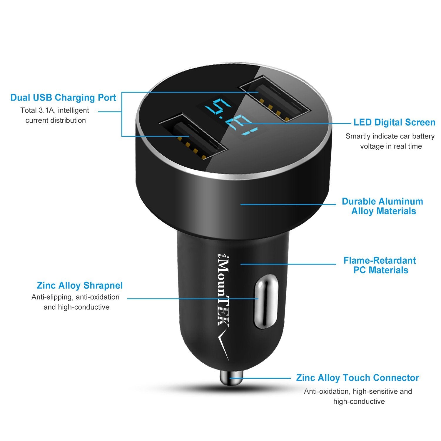 Universal 15W/3.1A Dual USB Car Charger Automotive - DailySale