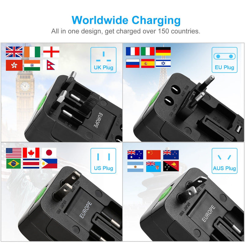 Universal Travel Adapter with 4 Interchangeable Plugs Mobile Accessories - DailySale