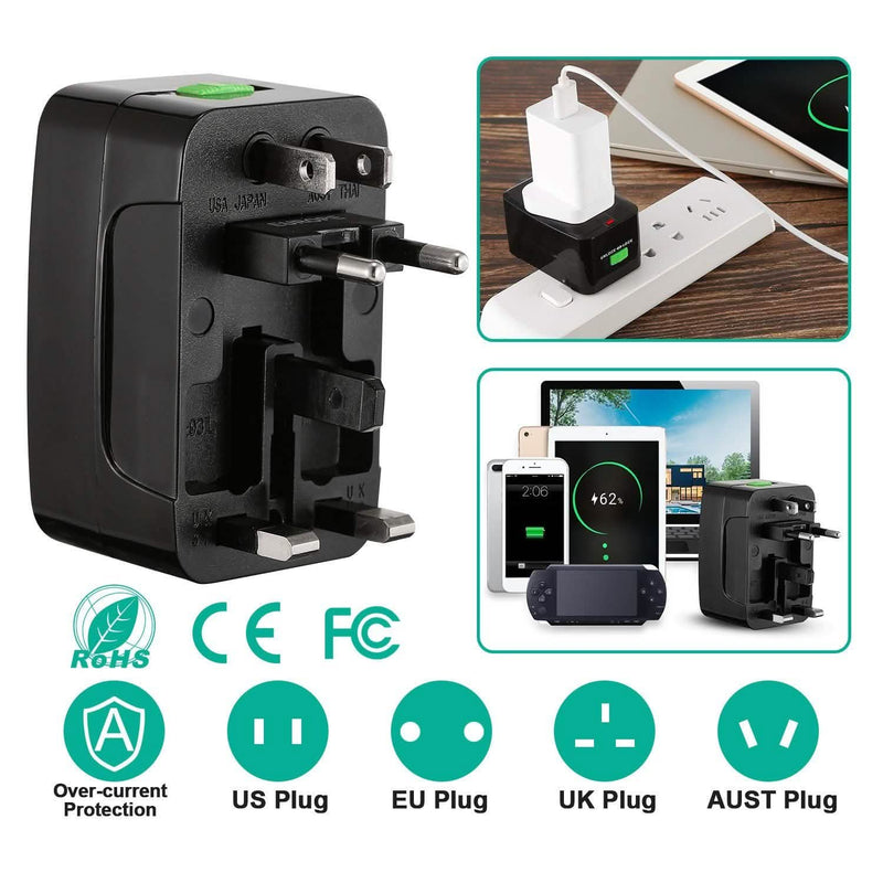 Universal Travel Adapter with 4 Interchangeable Plugs Mobile Accessories - DailySale
