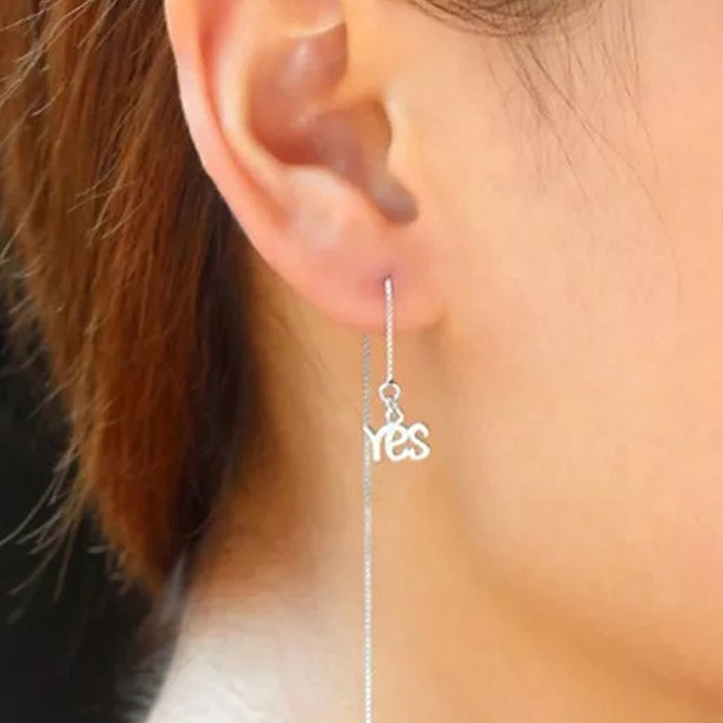 Sterling Silver Yes And No Long Threader Earrings - DailySale, Inc