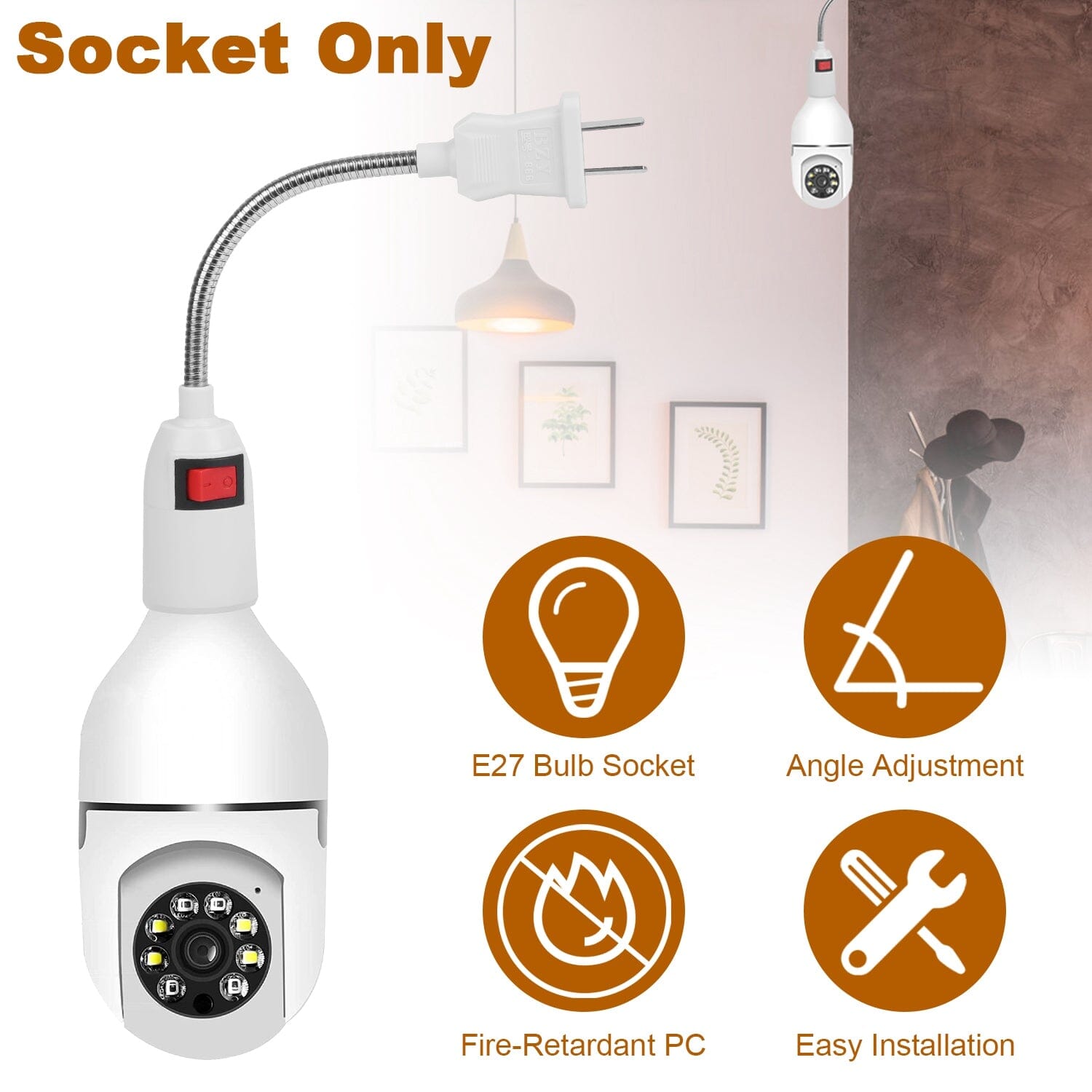 US Plug Extension Light Socket with On/Off Switch Batteries & Power Accessories - DailySale