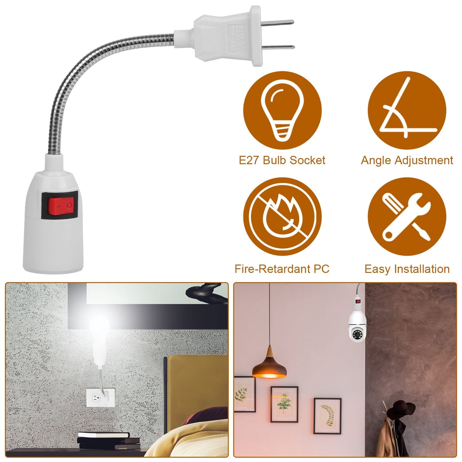 US Plug Extension Light Socket with On/Off Switch Batteries & Power Accessories - DailySale