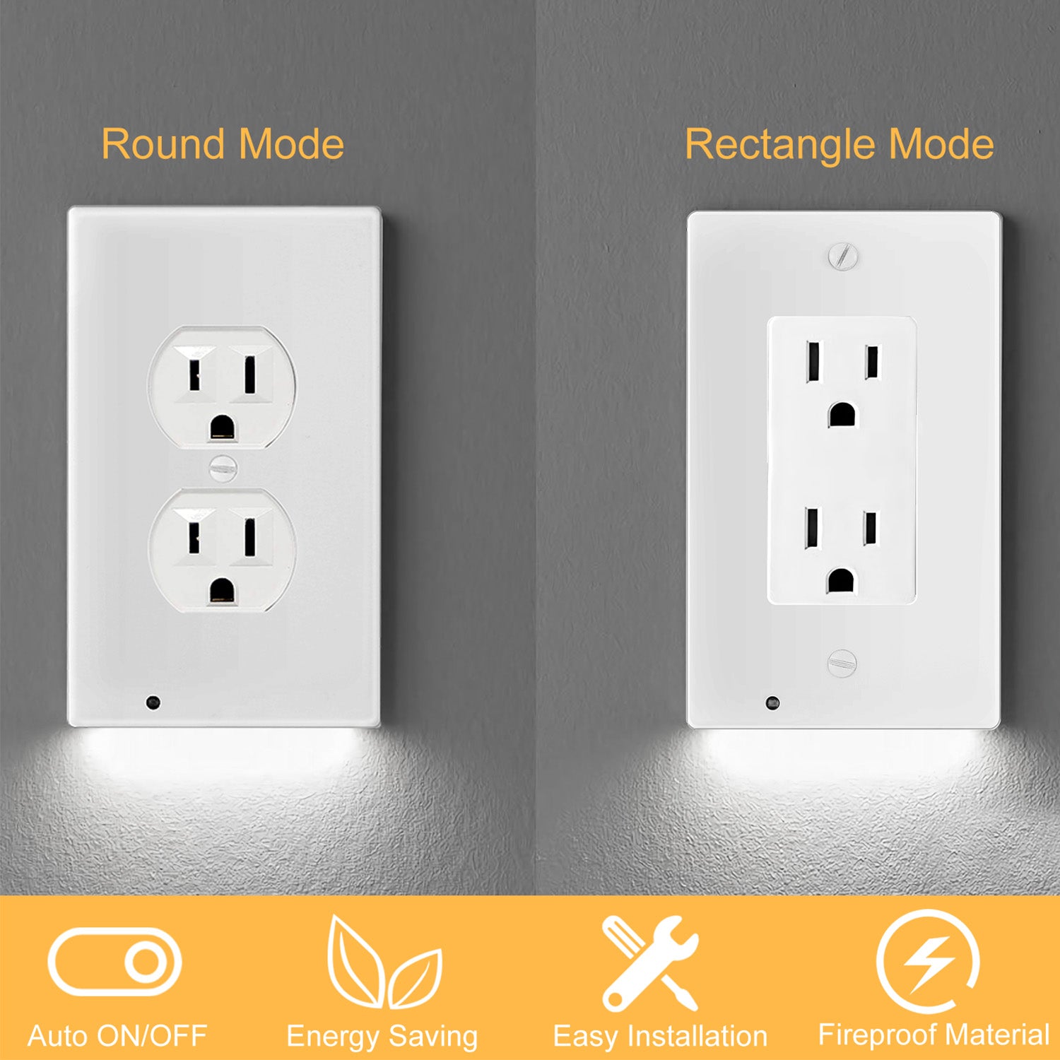 US Wall Outlet Cover Wall Plate with 3-LED Dusk To Down Sensor Night Lights Batteries & Electrical - DailySale