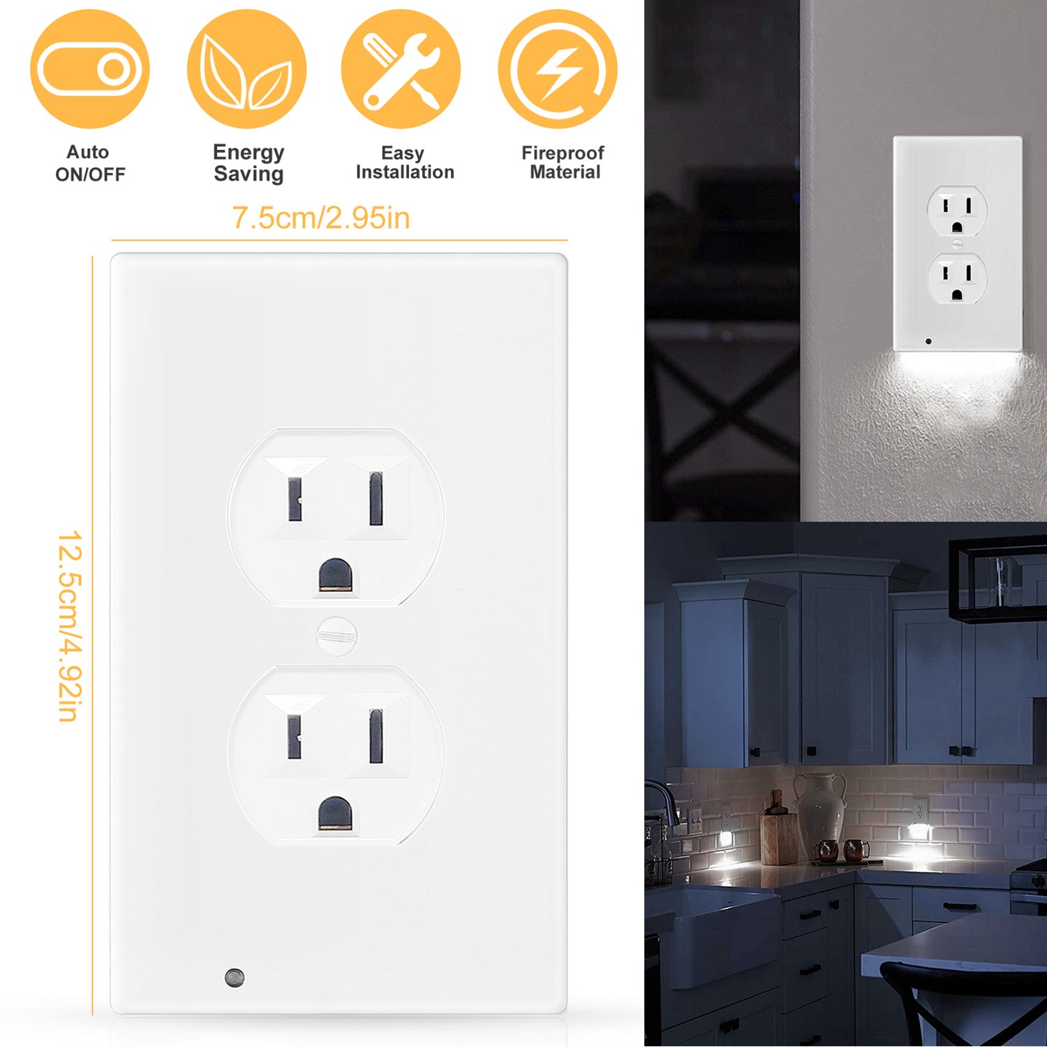 3 Pack Outlet Wall Plate orders Covers With LED Night Lights