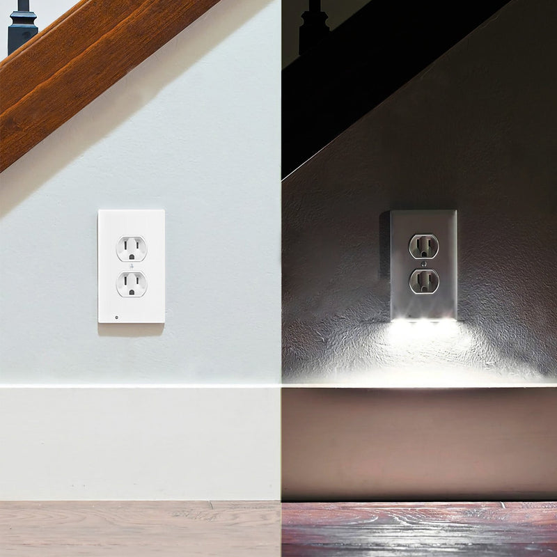 US Wall Outlet Cover Wall Plate with 3-LED Dusk To Down Sensor Night Lights Batteries & Electrical - DailySale