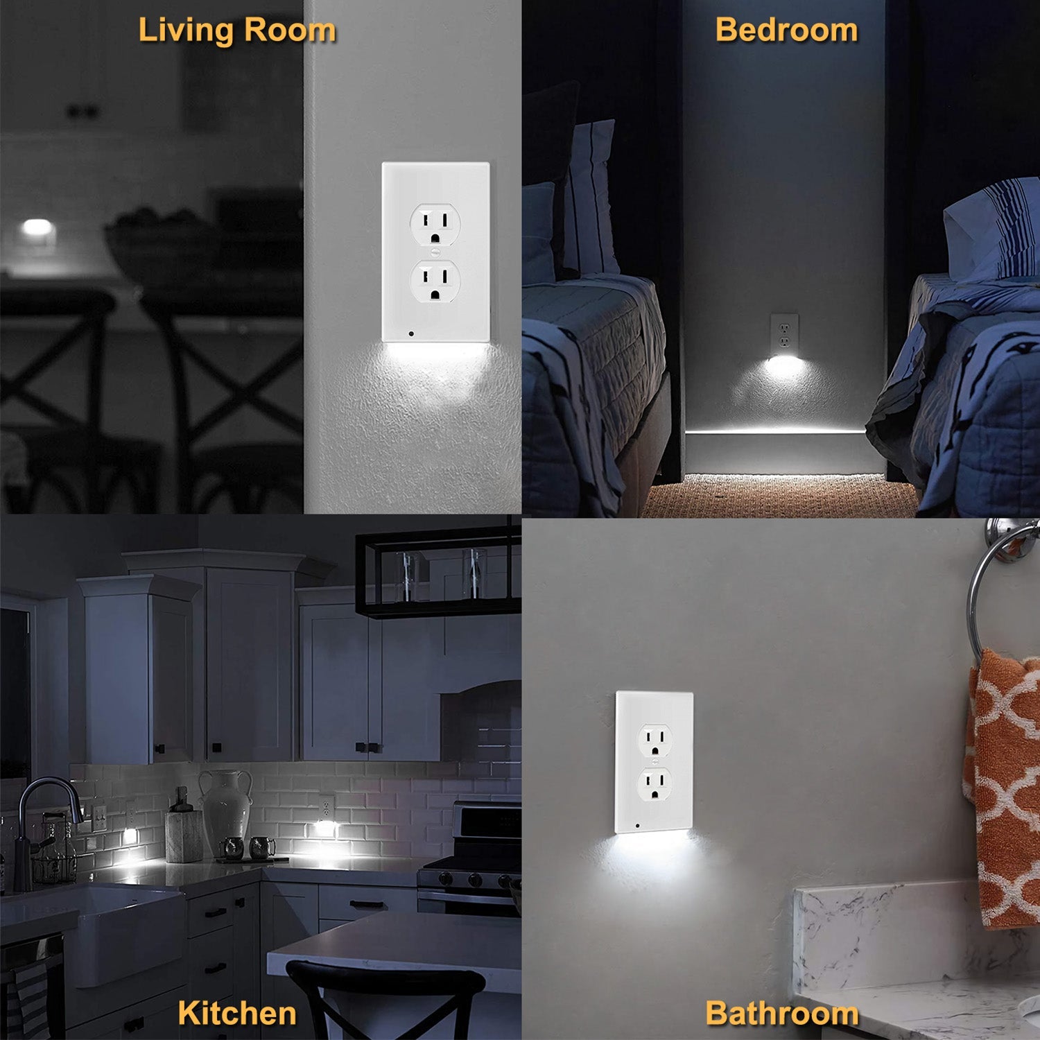 3 Pack Outlet Wall Plate Covers With hot LED Night Lights