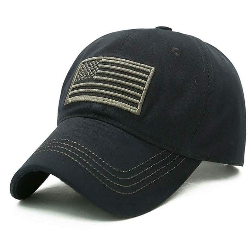 USA Flag Baseball Cap Army Embroidery Cotton Tactical Snapback Hat Men's Accessories Black - DailySale