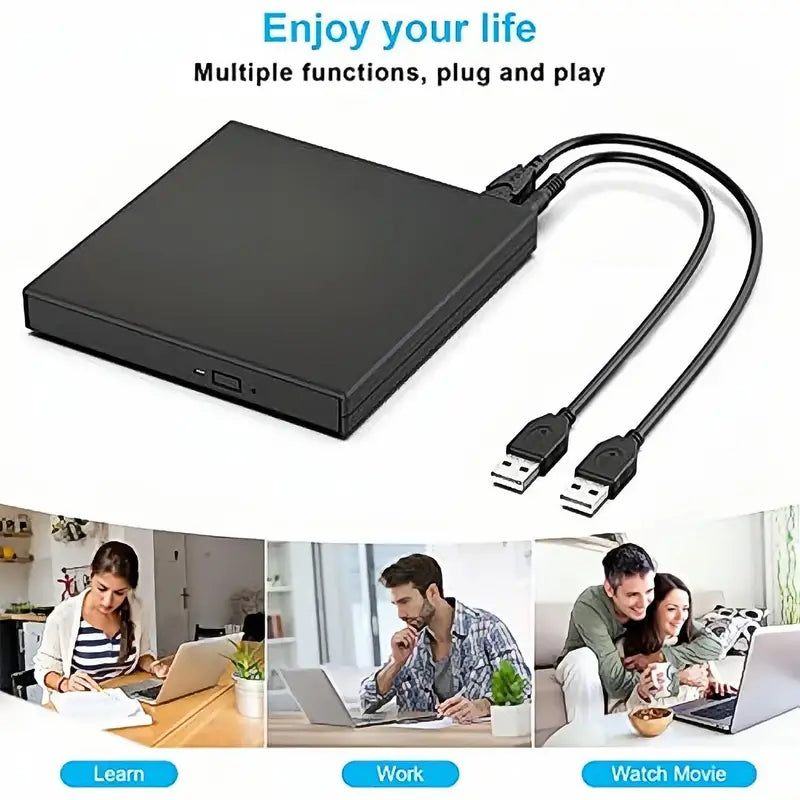 USB 2.0 Slim Protable External CD-RW Drive DVD-RW Burner Writer Player Computer Accessories - DailySale