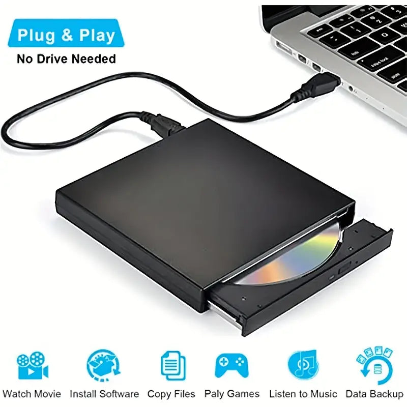 USB 2.0 Slim Protable External CD-RW Drive DVD-RW Burner Writer Player Computer Accessories - DailySale