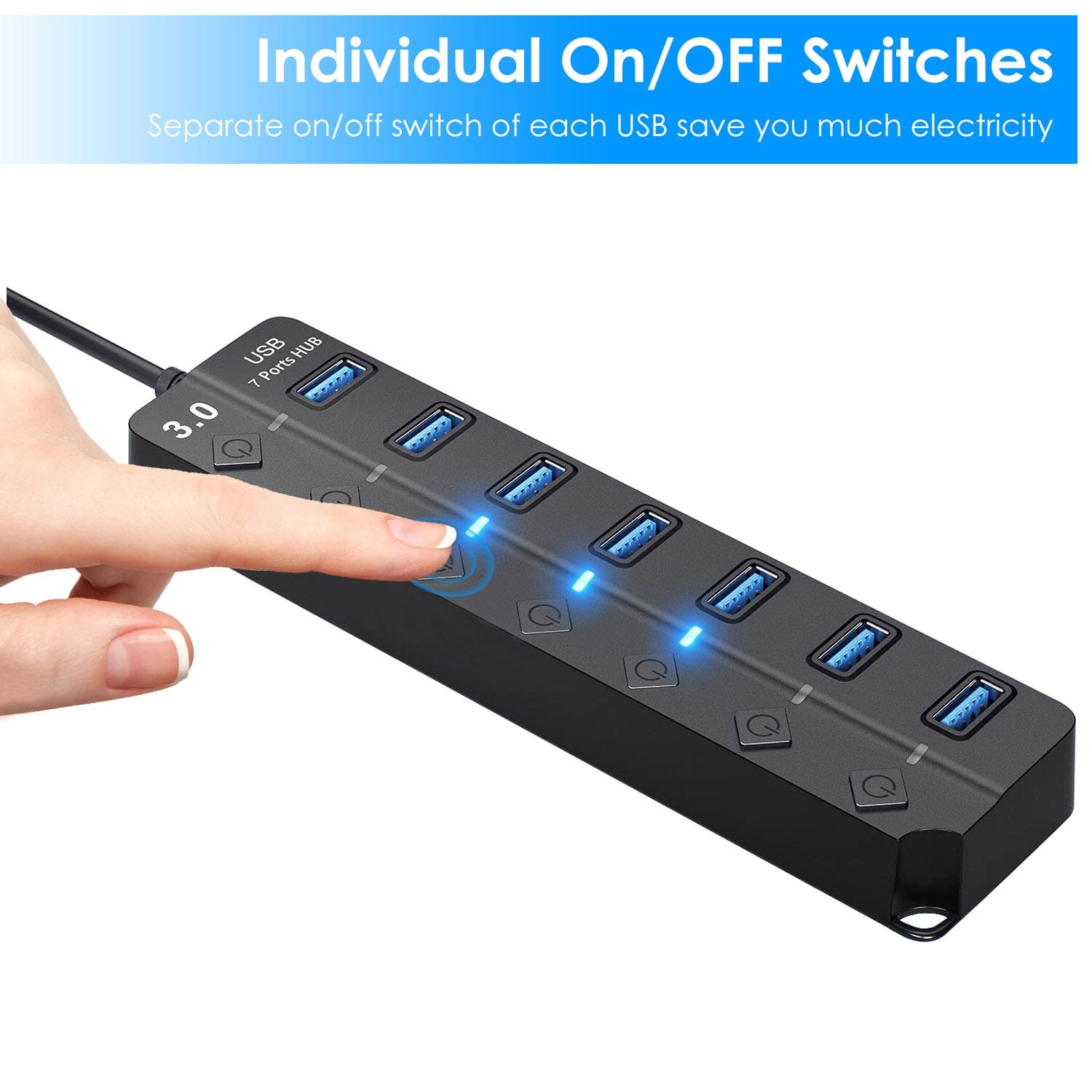 USB 3.0 HUB 7 Ports High Speed 5Gbps USB Splitter Computer Accessories - DailySale