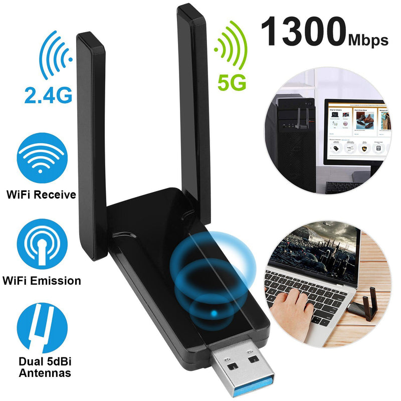 USB 3.0 WiFi Adapter AC1300 Mbps Computer Accessories - DailySale