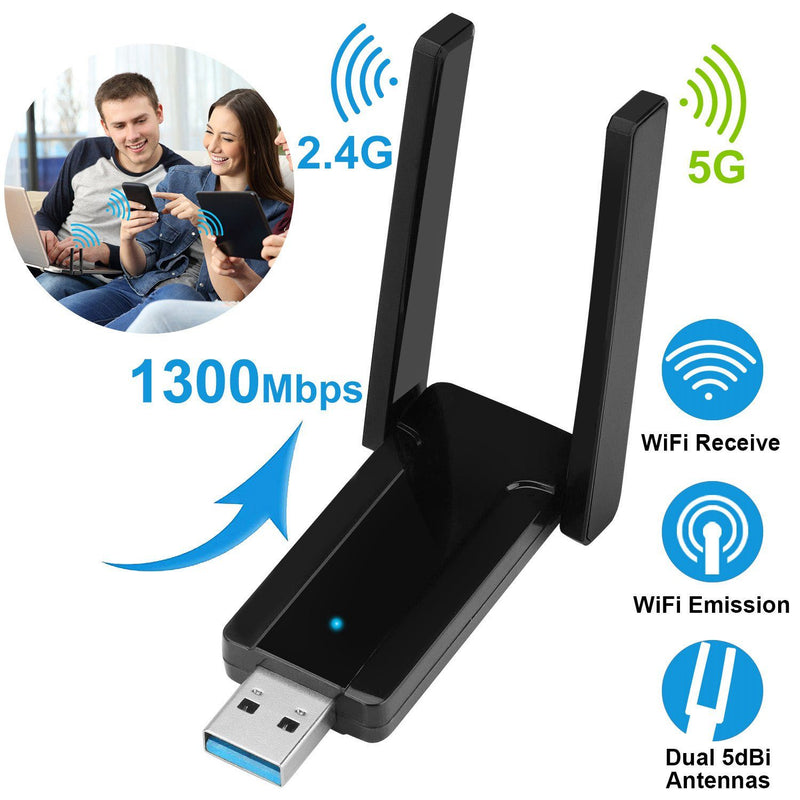 USB 3.0 WiFi Adapter AC1300 Mbps Computer Accessories - DailySale