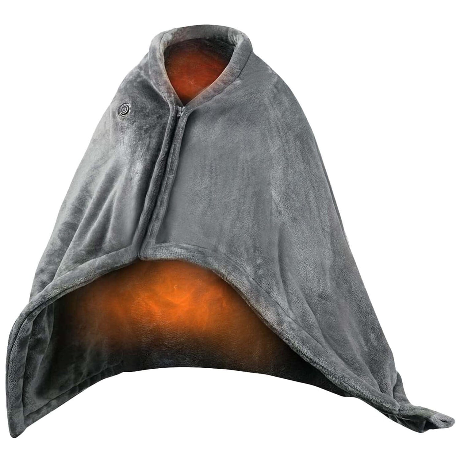 USB Heated Blanket Poncho Shawl Wrap Throw with Zipper Washable Wellness - DailySale