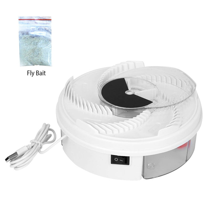 Top angled view of a USB powered Electric Fly Trap Automatic Flycatcher, showing a packet of fly bait