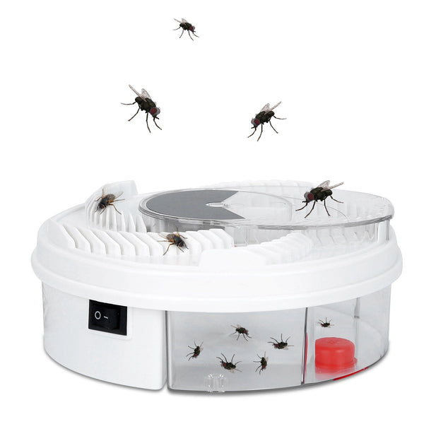 USB powered Electric Fly Trap Automatic Flycatcher shown in action, attracting and catching flies