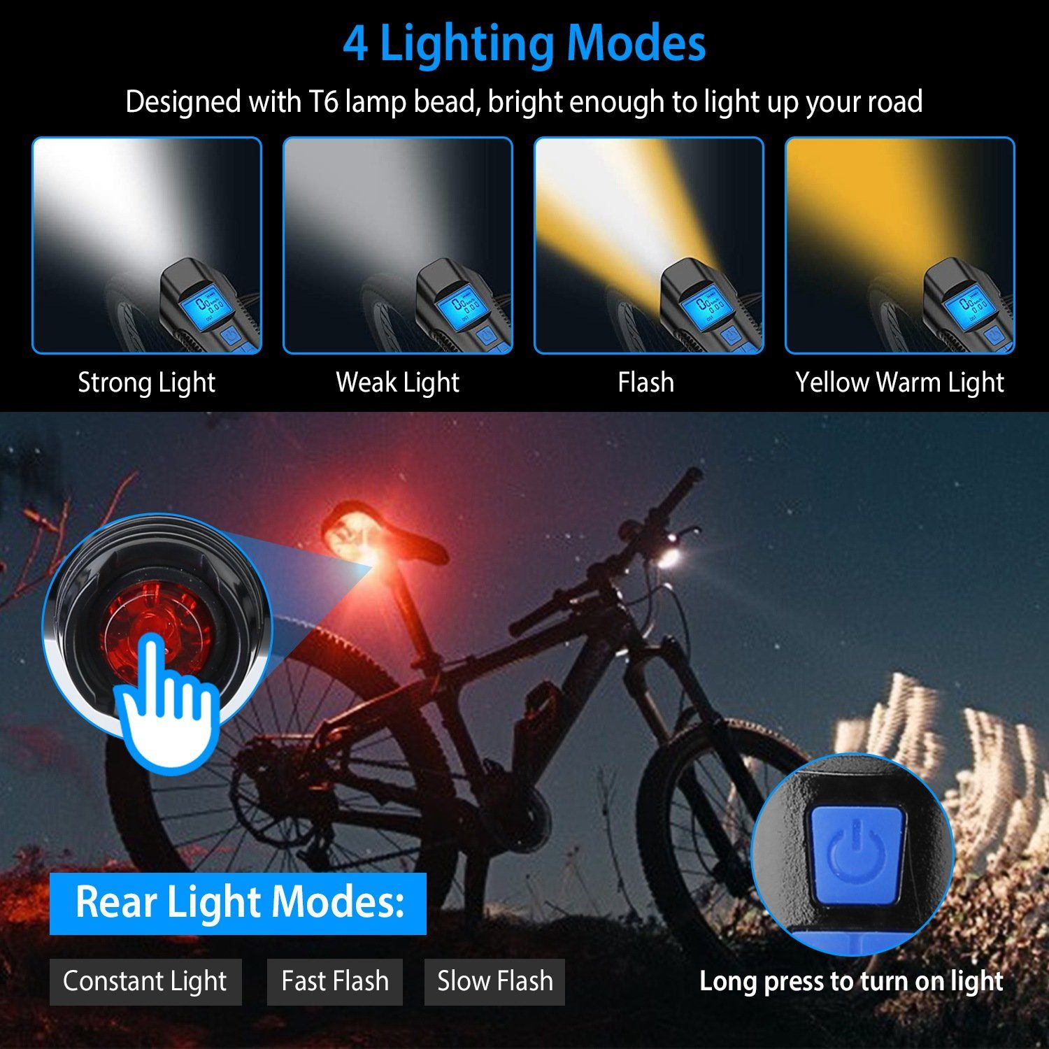 USB Rechargeable Bike Light Set with Speedometer and Odometer Sports & Outdoors - DailySale