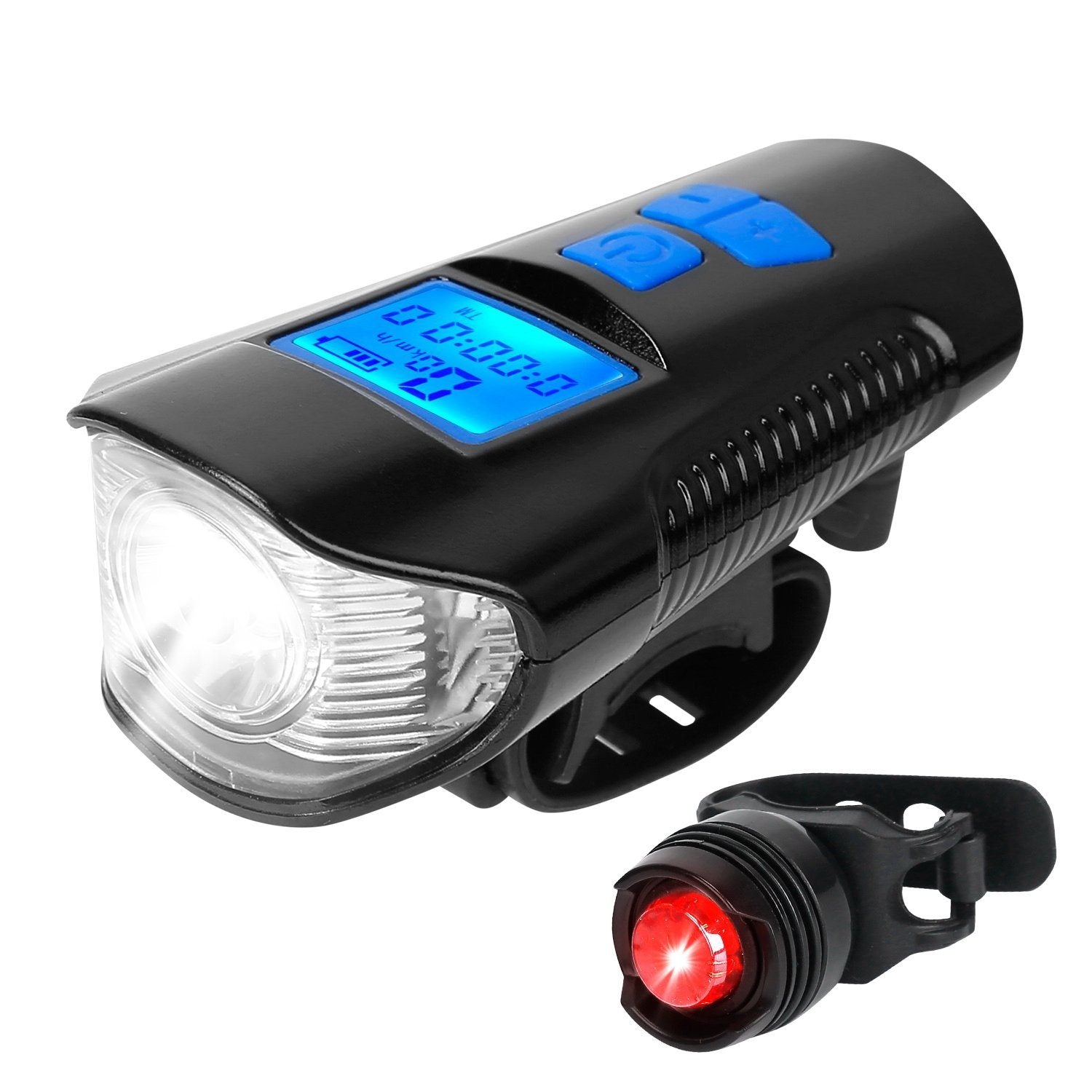 USB Rechargeable Bike Light Set with Speedometer and Odometer Sports & Outdoors - DailySale