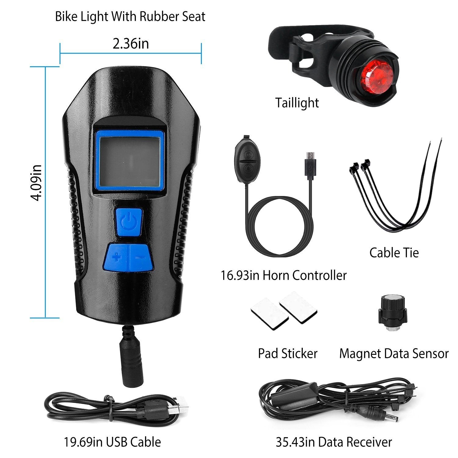 USB Rechargeable Bike Light Set with Speedometer and Odometer Sports & Outdoors - DailySale