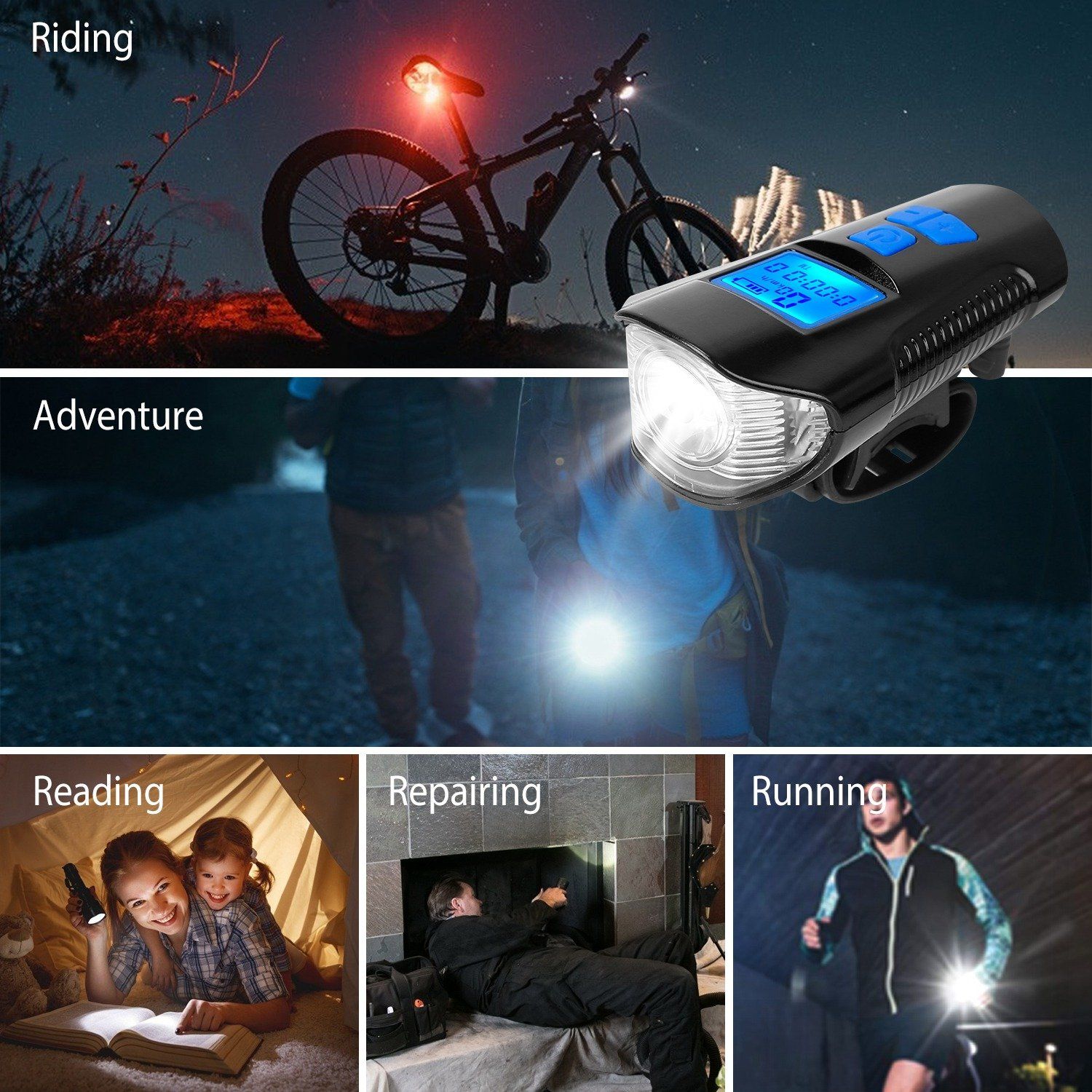 USB Rechargeable Bike Light Set with Speedometer and Odometer Sports & Outdoors - DailySale