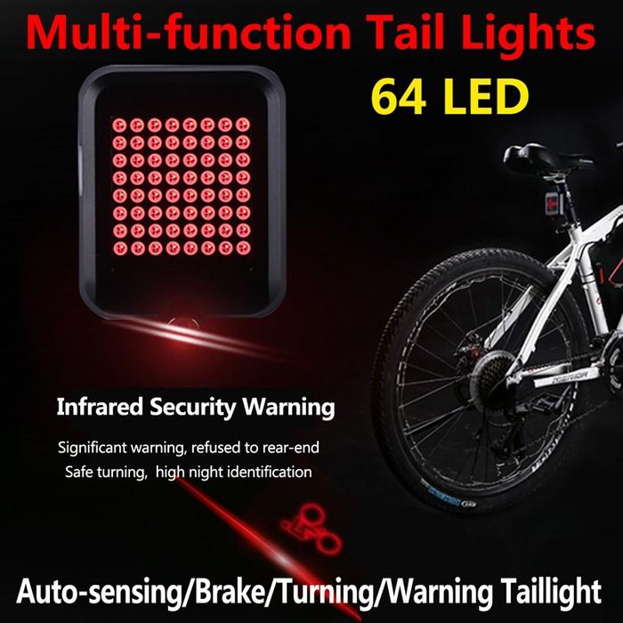 USB Rechargeable Bike Tail Light Smart Bicycle Turn Signal Lights Sports & Outdoors - DailySale